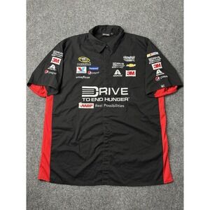 Mens NASCAR Chase Authentics Drive To End Hunger Black Button Shirt, Size 2XL